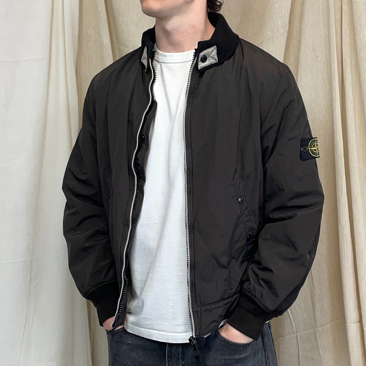 Stone Island Brown AW06 Coated Nylon-Cotton Lined Bomber Jacket