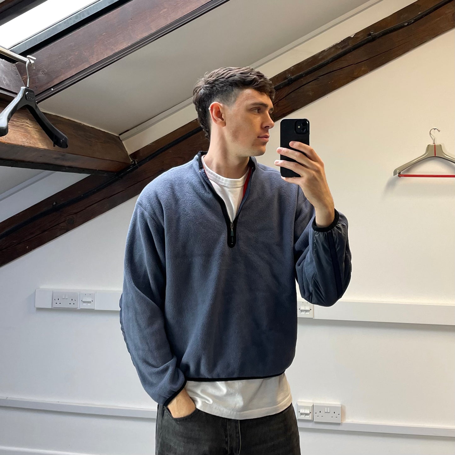 Nike Blue 1999 Winter Release Half-Zip Nylon Panelled Fleece