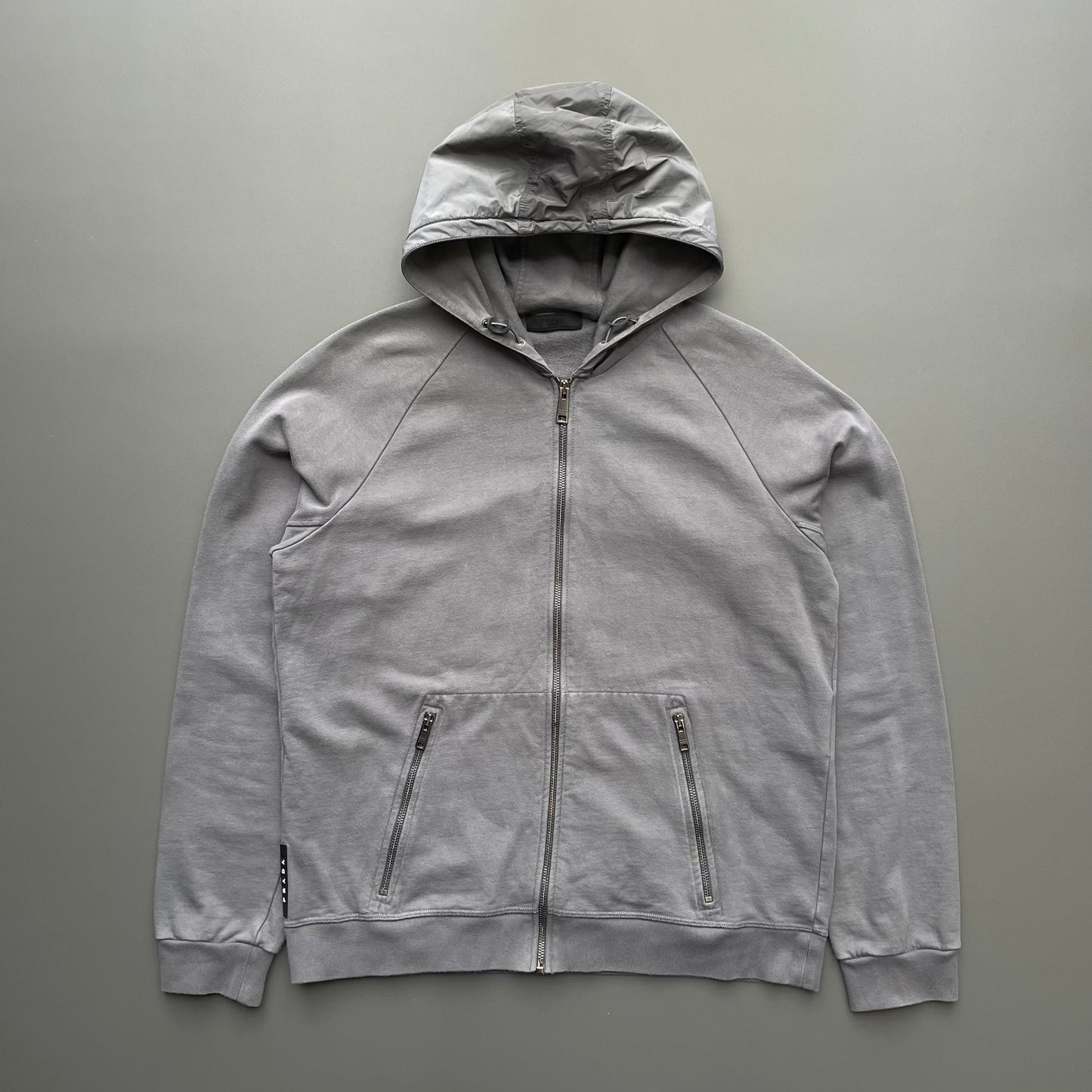 Prada Sport Grey 2019 Nylon Hood Zip-Through Hoodie