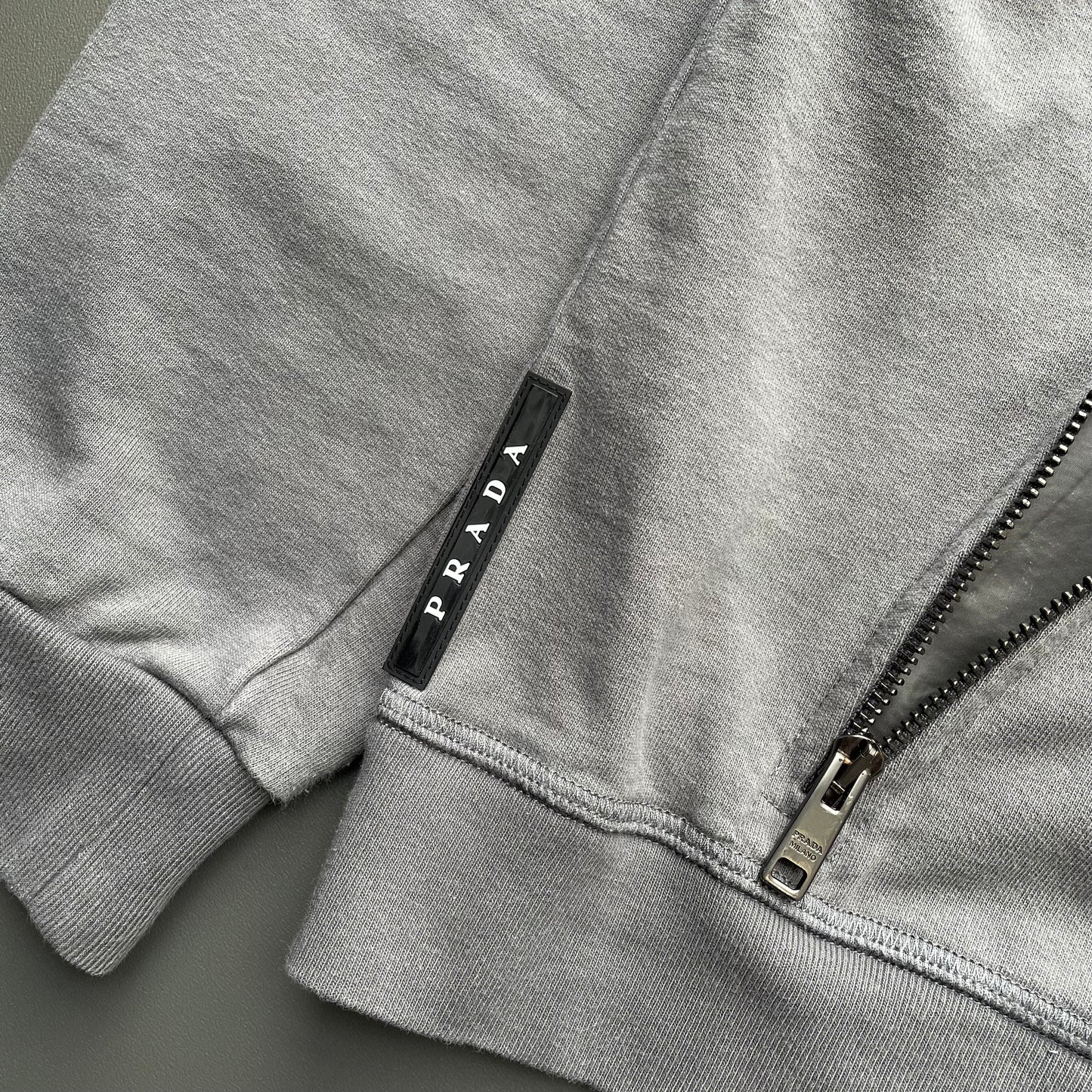 Prada Sport Grey 2019 Nylon Hood Zip-Through Hoodie