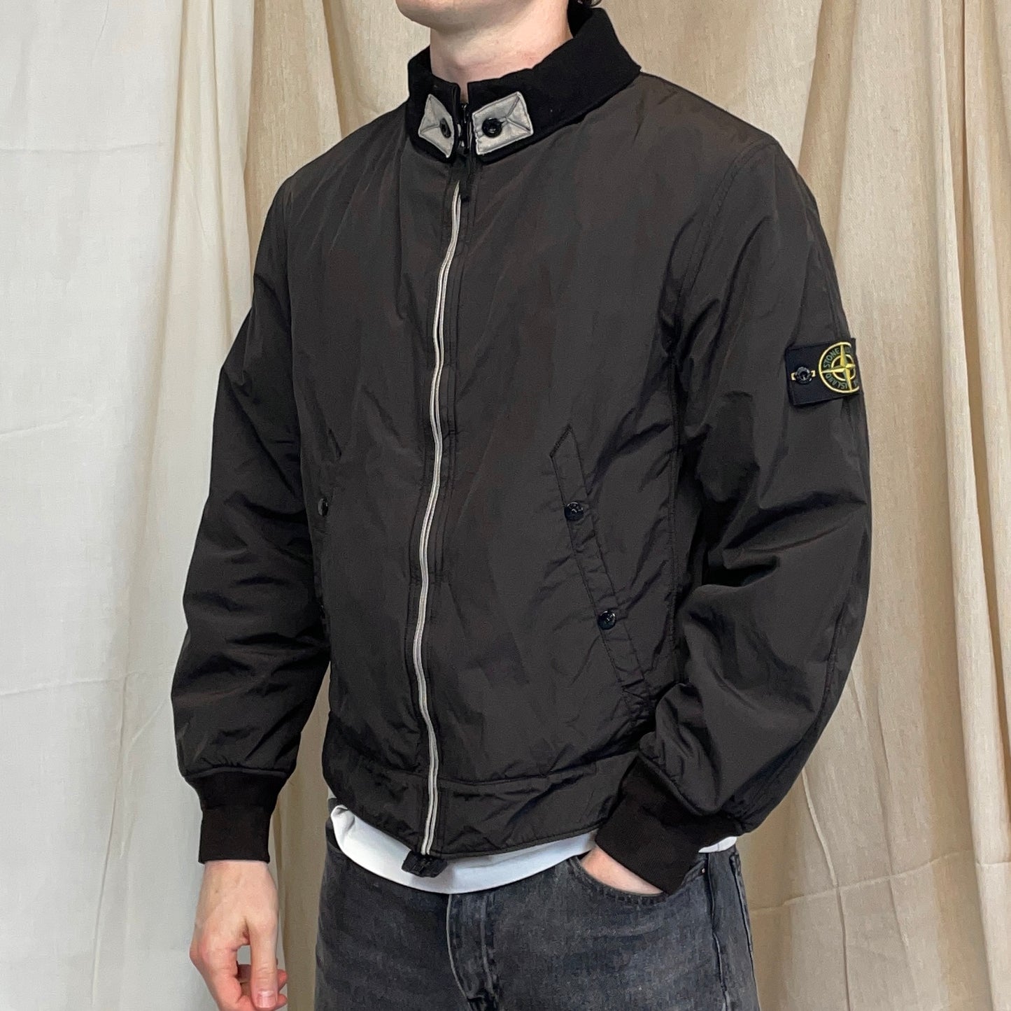 Stone Island Brown AW06 Coated Nylon-Cotton Lined Bomber Jacket