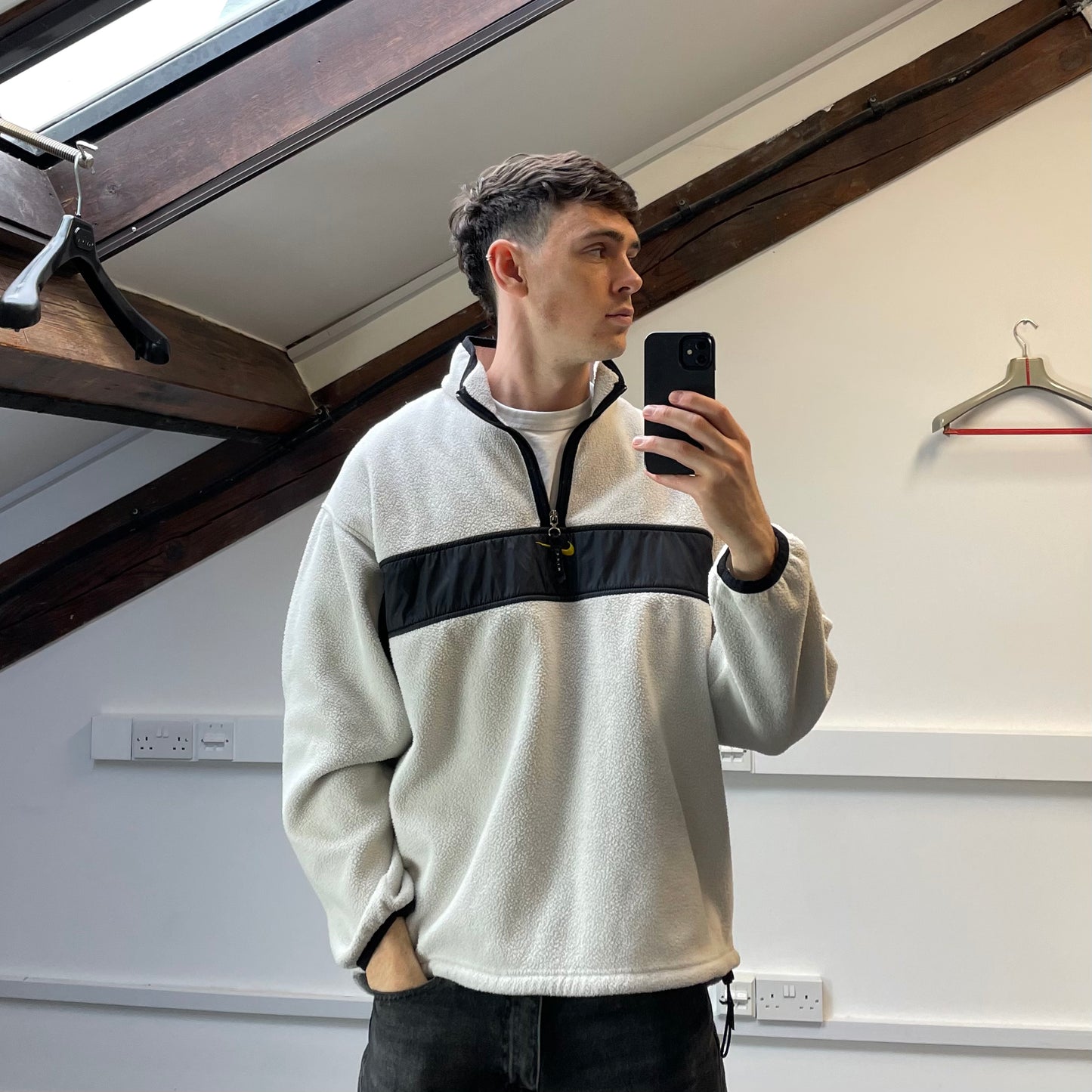 Nike White 1998 Winter Release Half-Zip Spellout Fleece