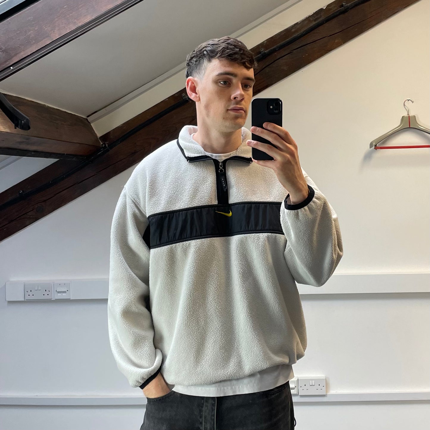 Nike White 1998 Winter Release Half-Zip Spellout Fleece