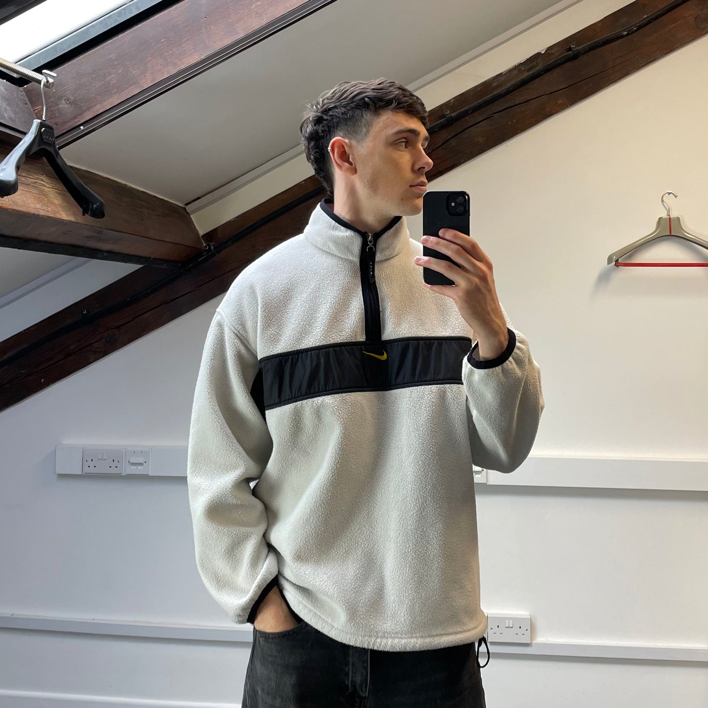 Nike White 1998 Winter Release Half-Zip Spellout Fleece