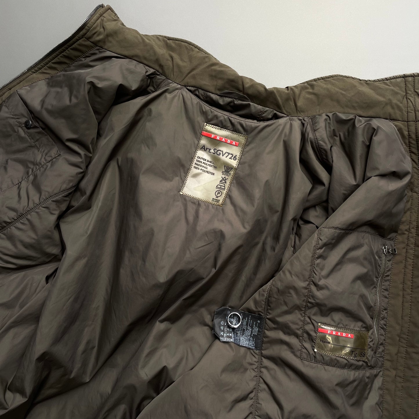 Prada Sport Brown 2006 Padded Stash Hood Jacket