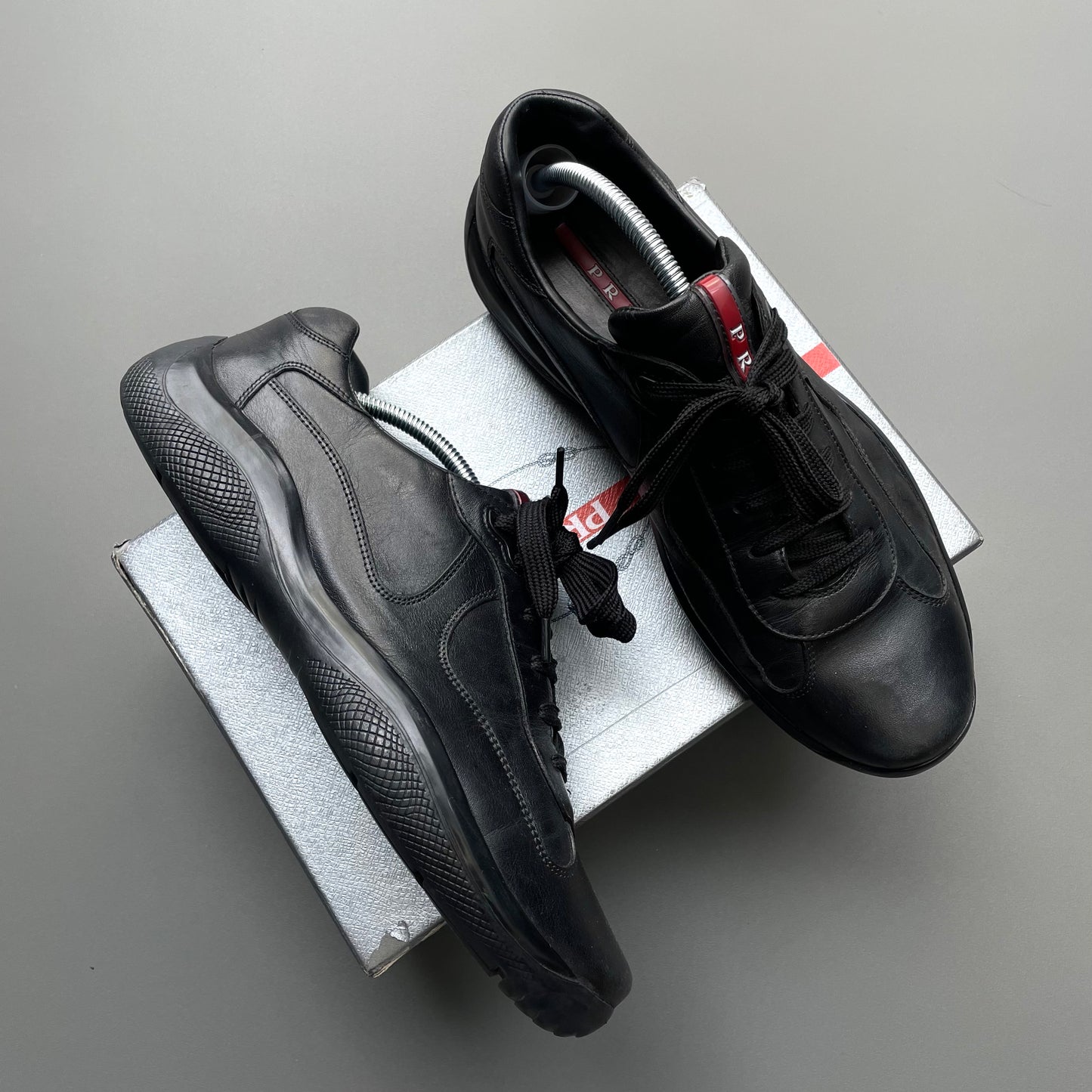 Prada Sport Black 00s All Leather Americas Cup Trainers