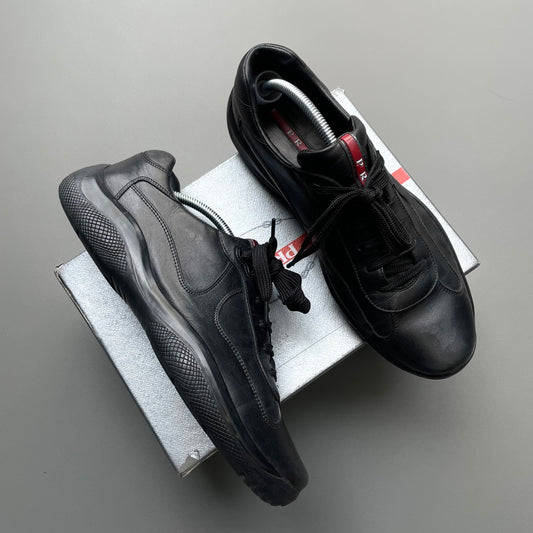 Prada Sport Black 00s All Leather Americas Cup Trainers