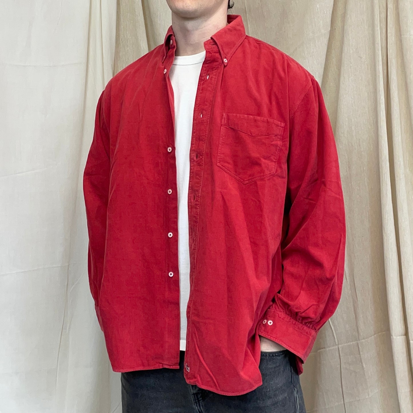 C.P. Company Red 1980s Fine Cord Shirt