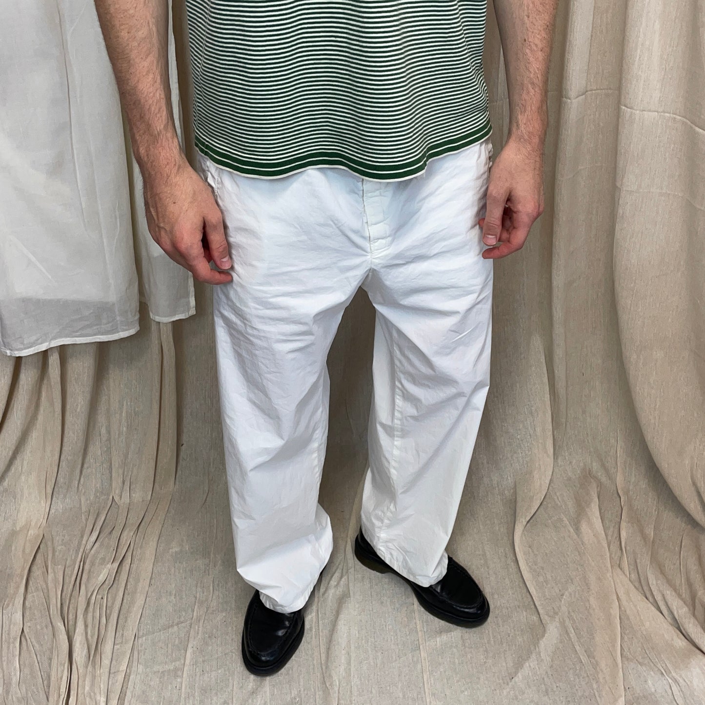 Prada Sport White SS99 Wide Leg Cotton Trousers