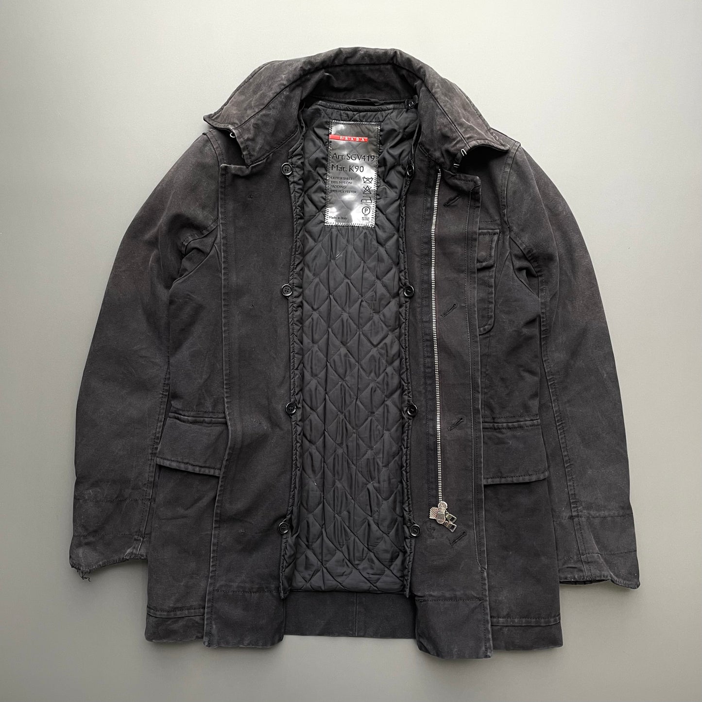 Prada Sport Dark Grey 00s Canvas Cotton Liner Field Jacket