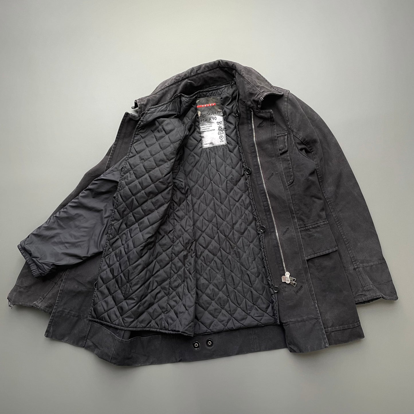 Prada Sport Dark Grey 00s Canvas Cotton Liner Field Jacket