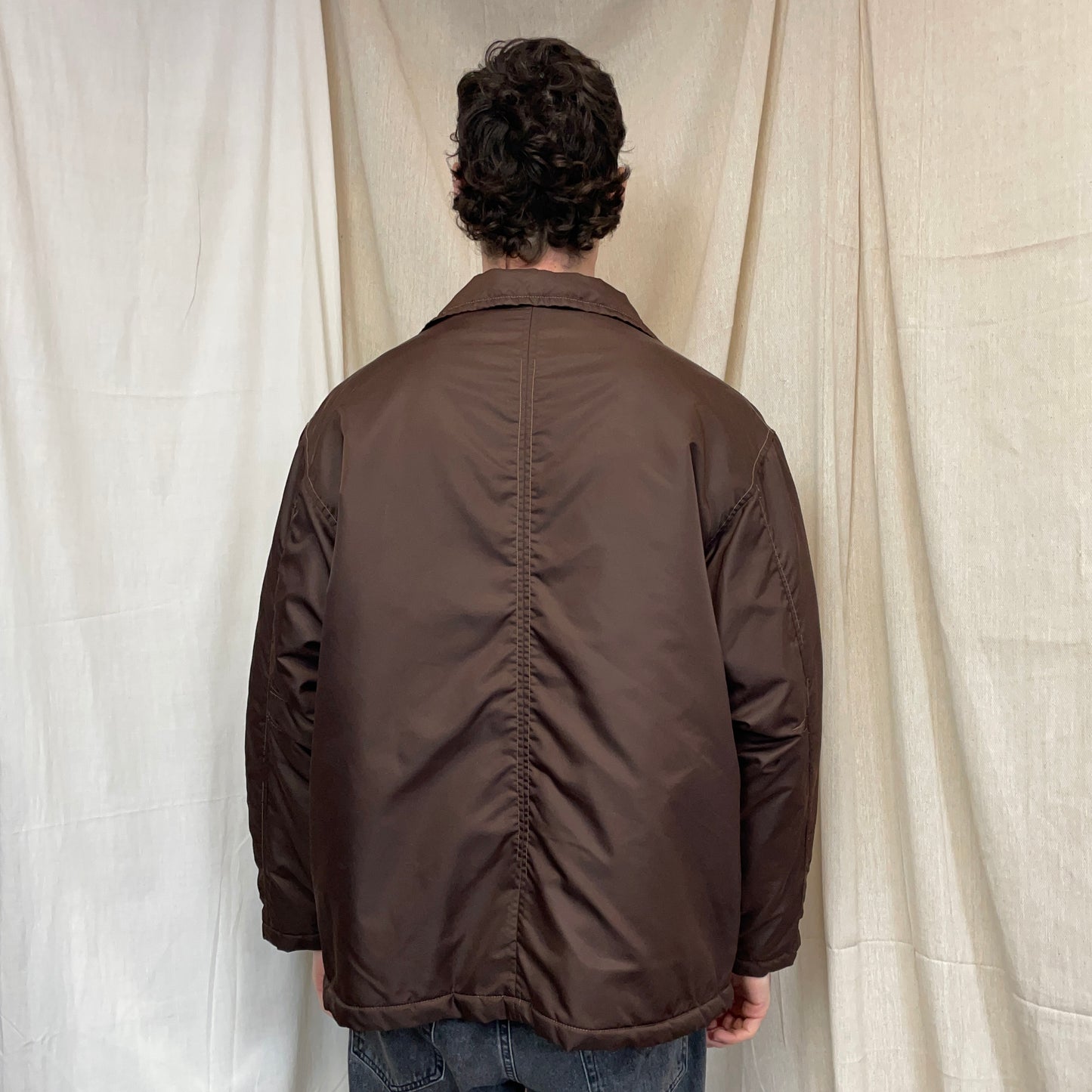 Katharine Hamnett Denim 90s Brown Nylon Padded Harrington Jacket