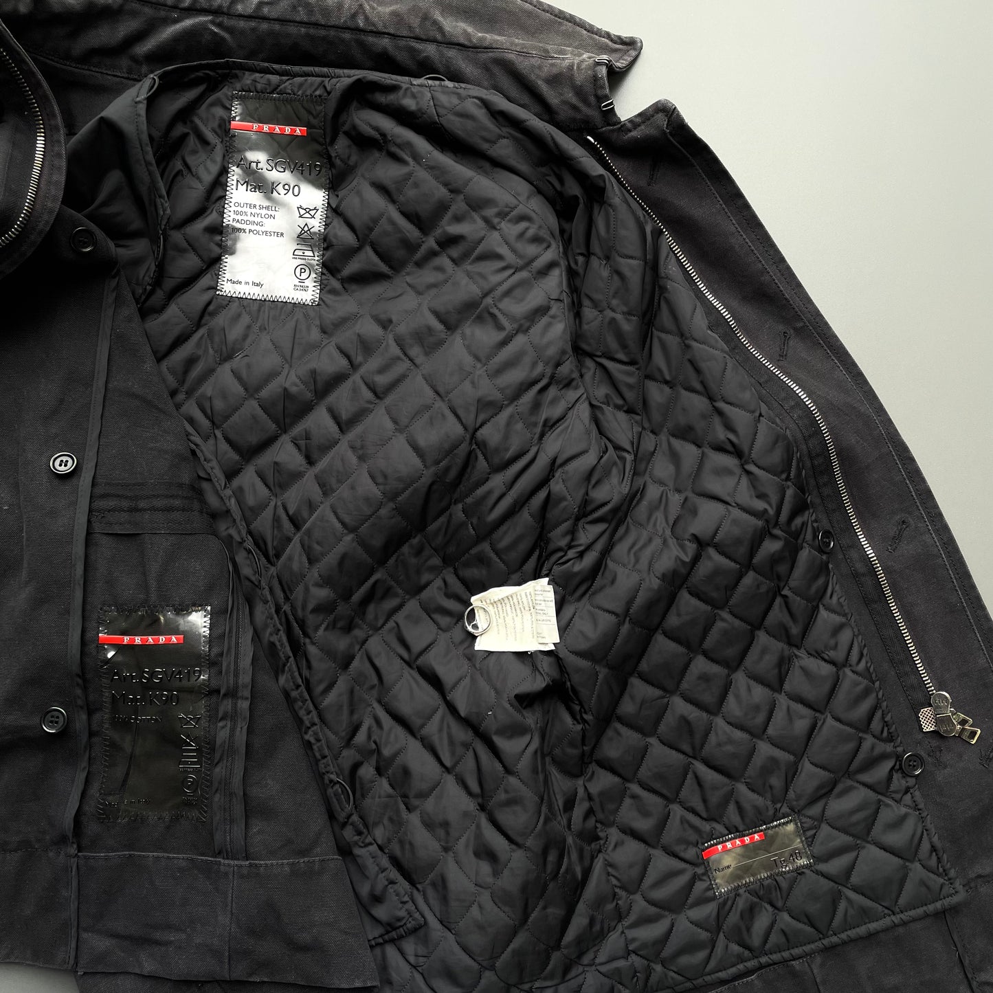 Prada Sport Dark Grey 00s Canvas Cotton Liner Field Jacket