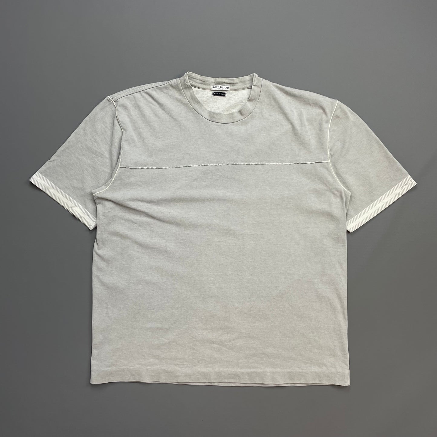 Stone Island Grey/Blue SS04 Sleeve Spellout T-Shirt