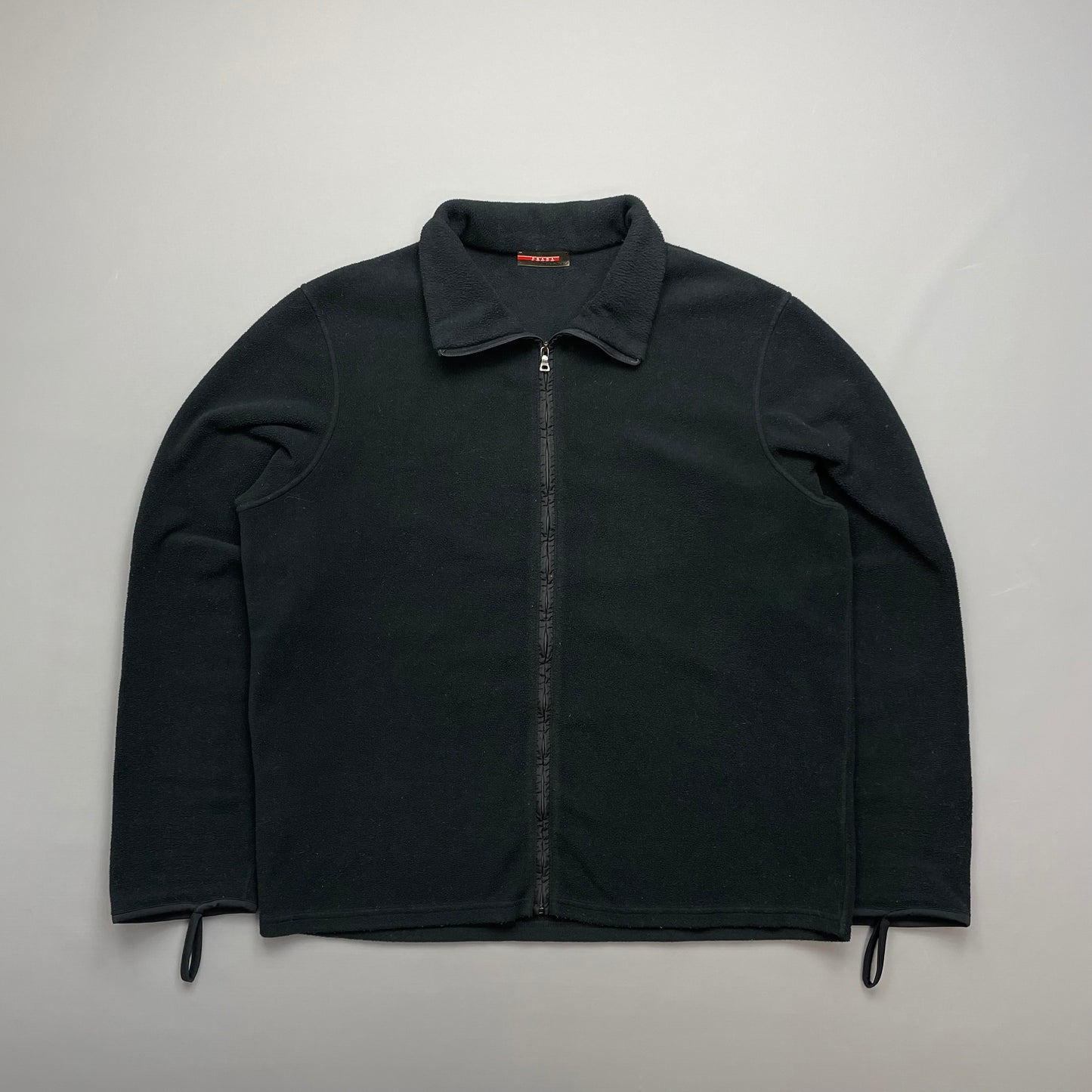Prada Sport Black Lightweight Nylon Panel Fleece Jacket