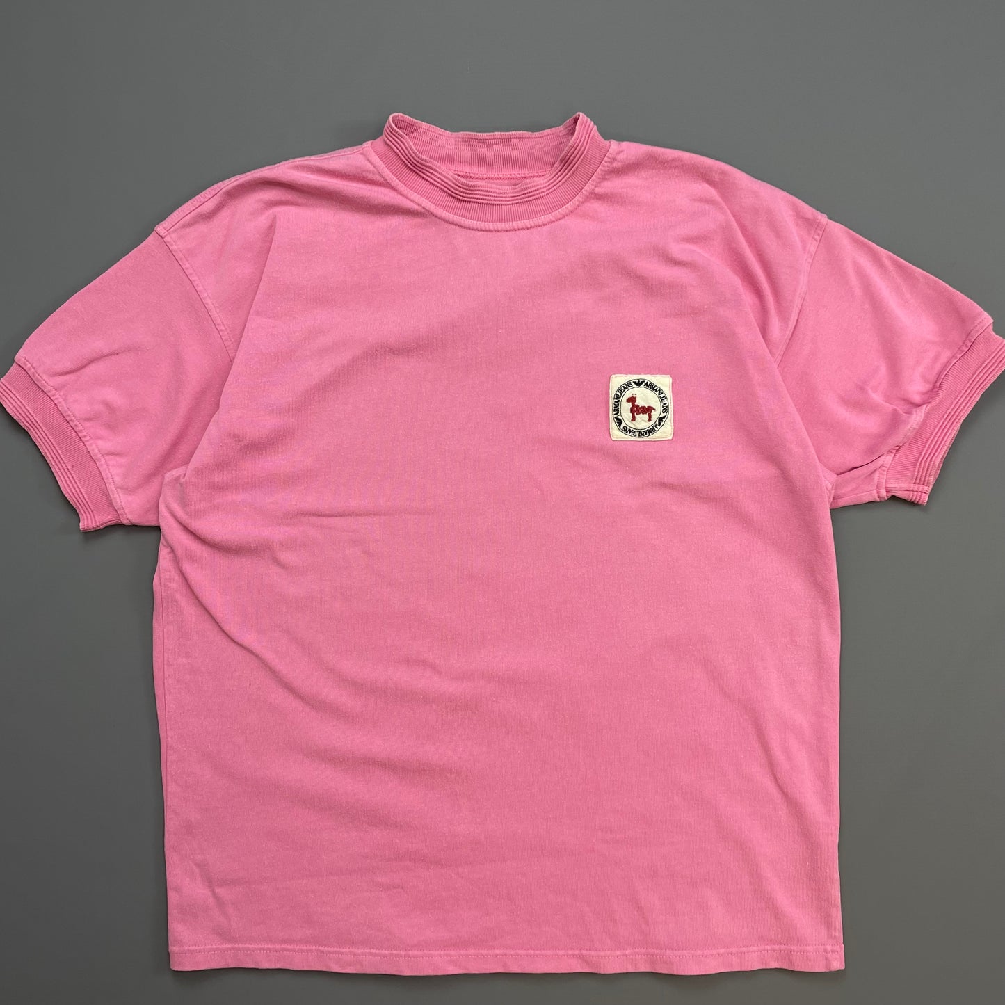 Armani Jeans 90s Pink Chest Patch Jersey Tee