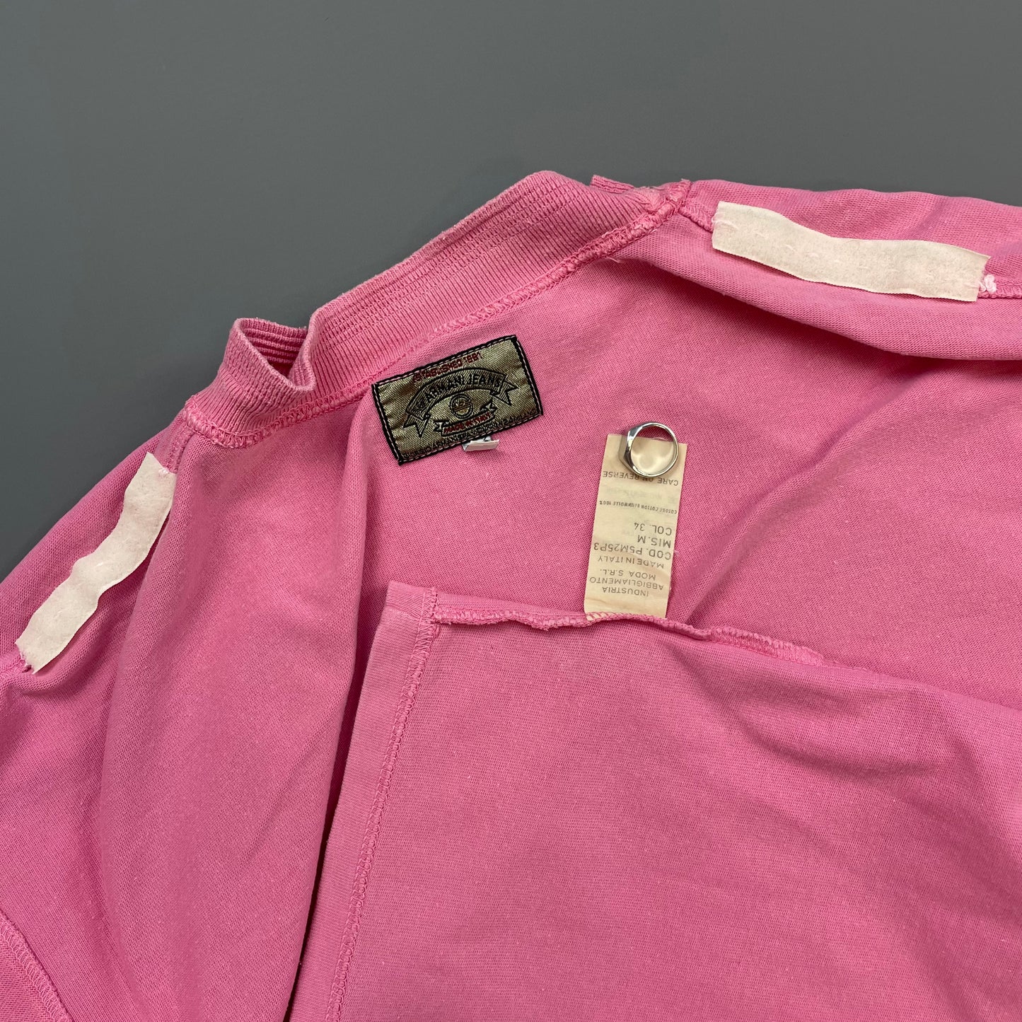 Armani Jeans 90s Pink Chest Patch Jersey Tee