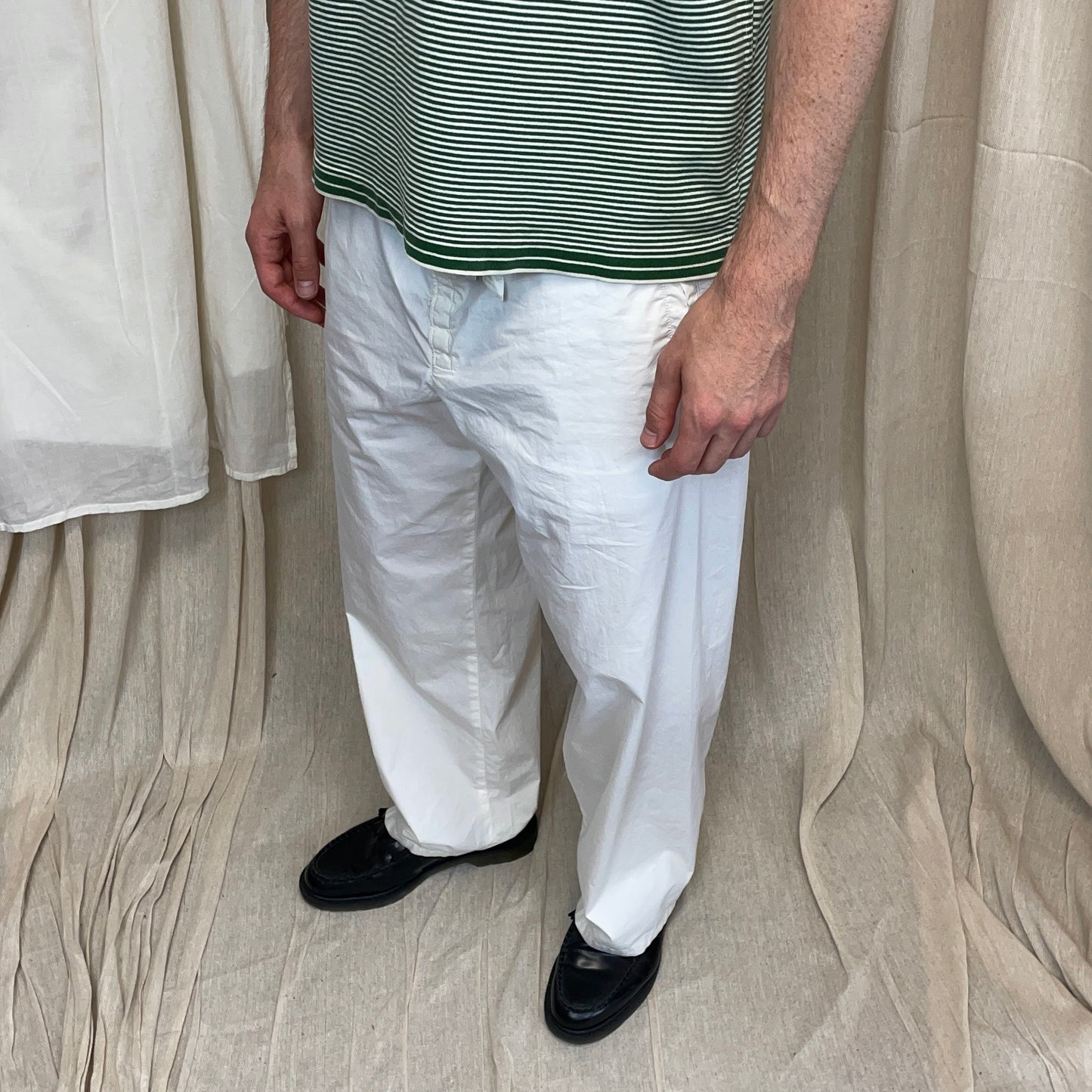 Prada Sport White SS99 Wide Leg Cotton Trousers