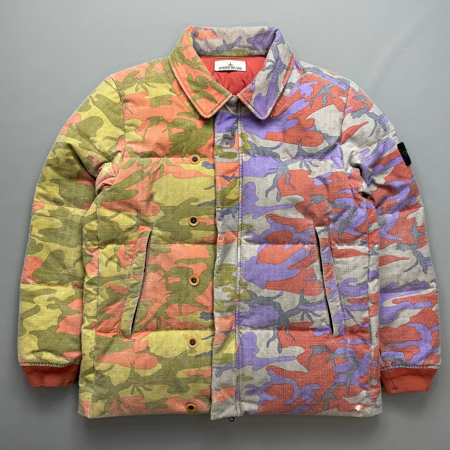 Stone Island Multicoloured Heritage Camo AW22 Ripstop Nylon Down Puffer Jacket
