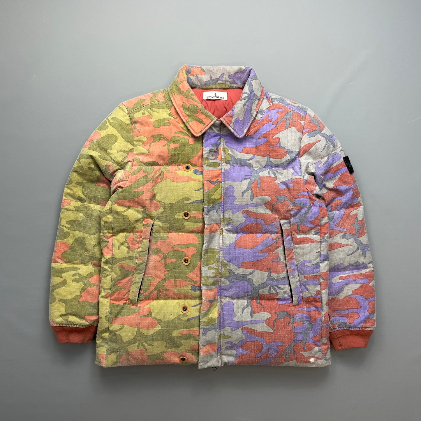 Stone Island Multicoloured Heritage Camo AW22 Ripstop Nylon Down Puffer Jacket