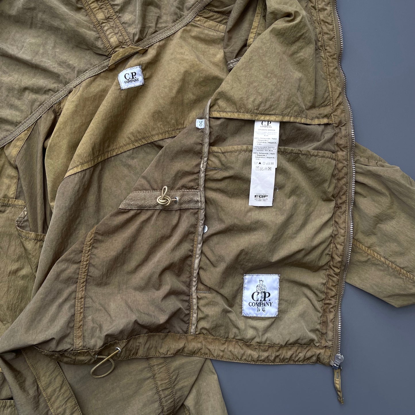 C.P. Company Brown Nylon Hooded Windbreaker