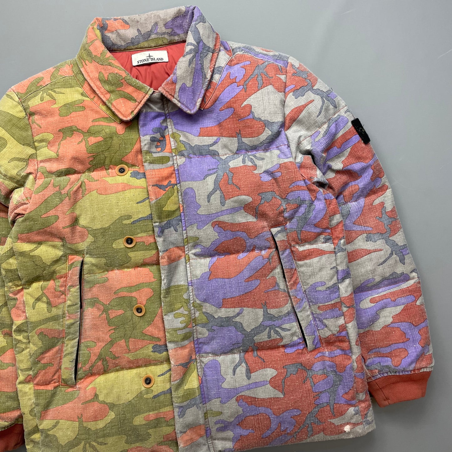 Stone Island Multicoloured Heritage Camo AW22 Ripstop Nylon Down Puffer Jacket