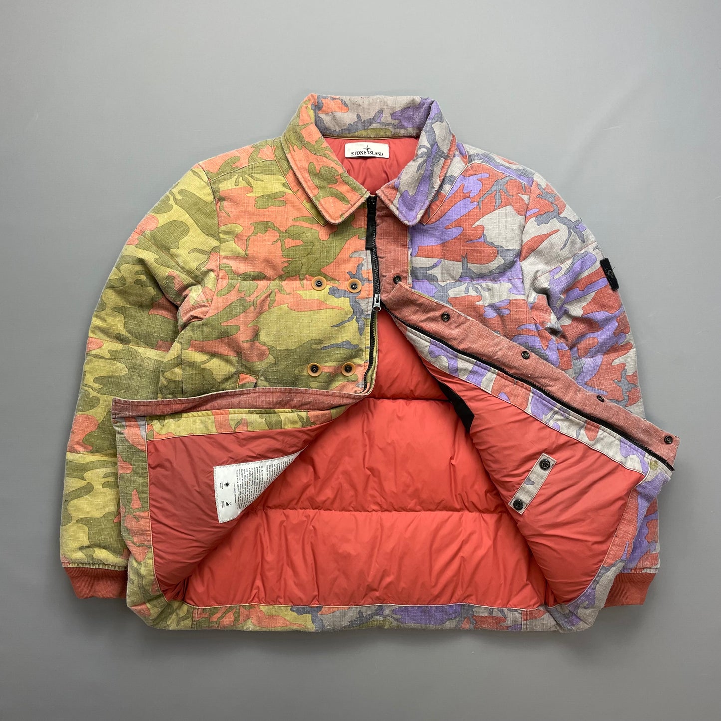 Stone Island Multicoloured Heritage Camo AW22 Ripstop Nylon Down Puffer Jacket