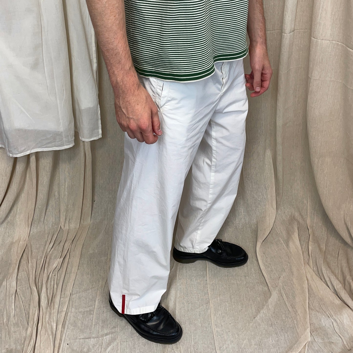Prada Sport White SS99 Wide Leg Cotton Trousers