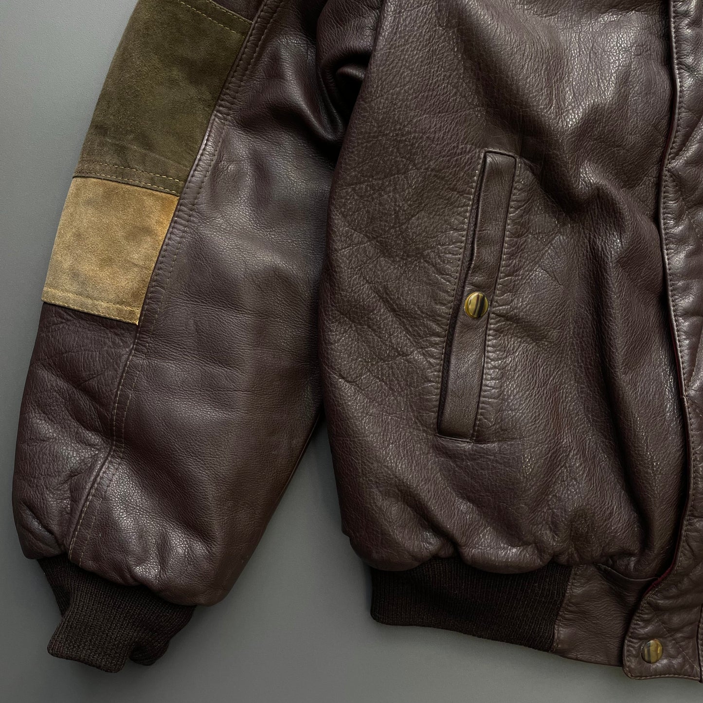 C.P. Company Brown 80s Leather Sheerling Dutch Police Jacket