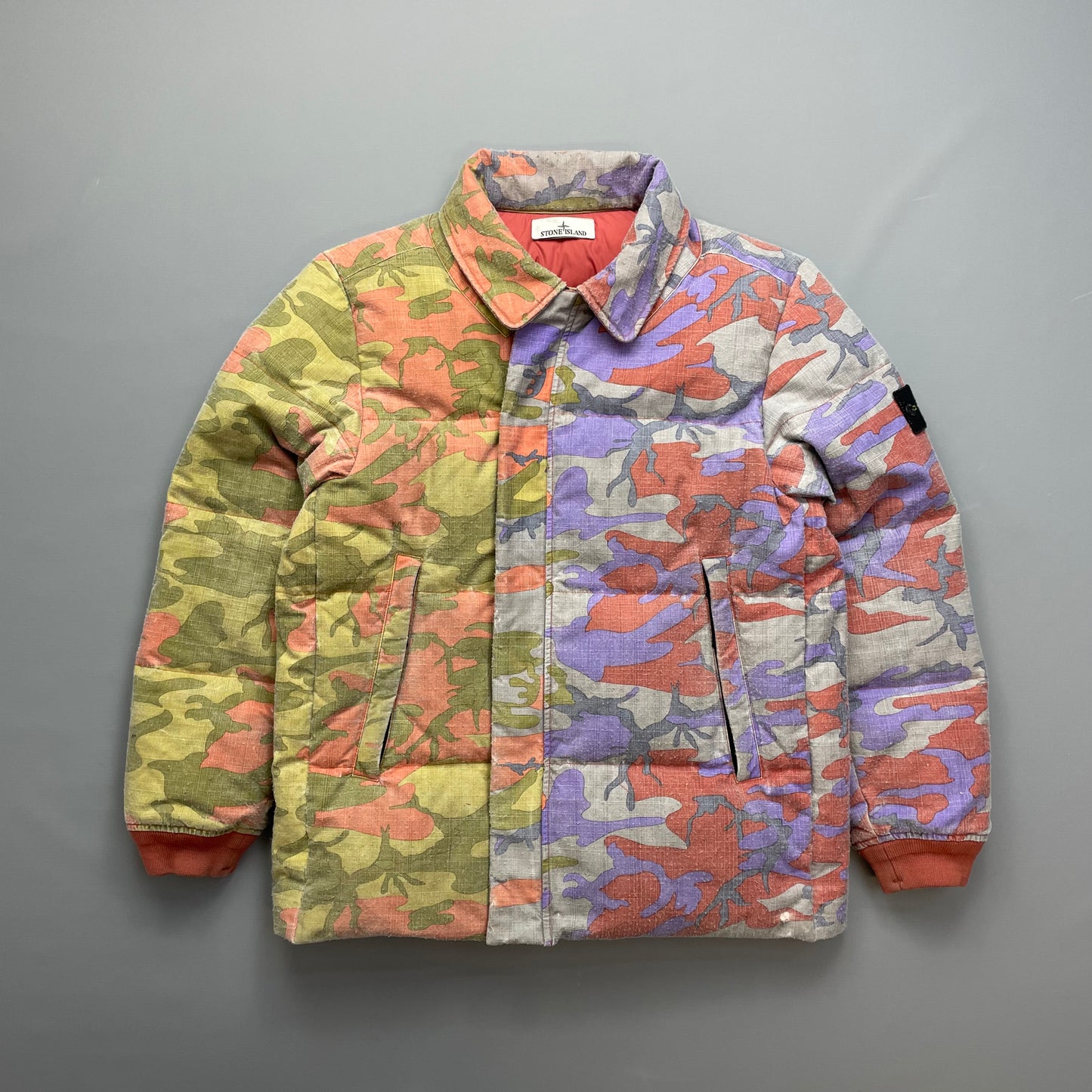 Stone Island Multicoloured Heritage Camo AW22 Ripstop Nylon Down Puffer Jacket