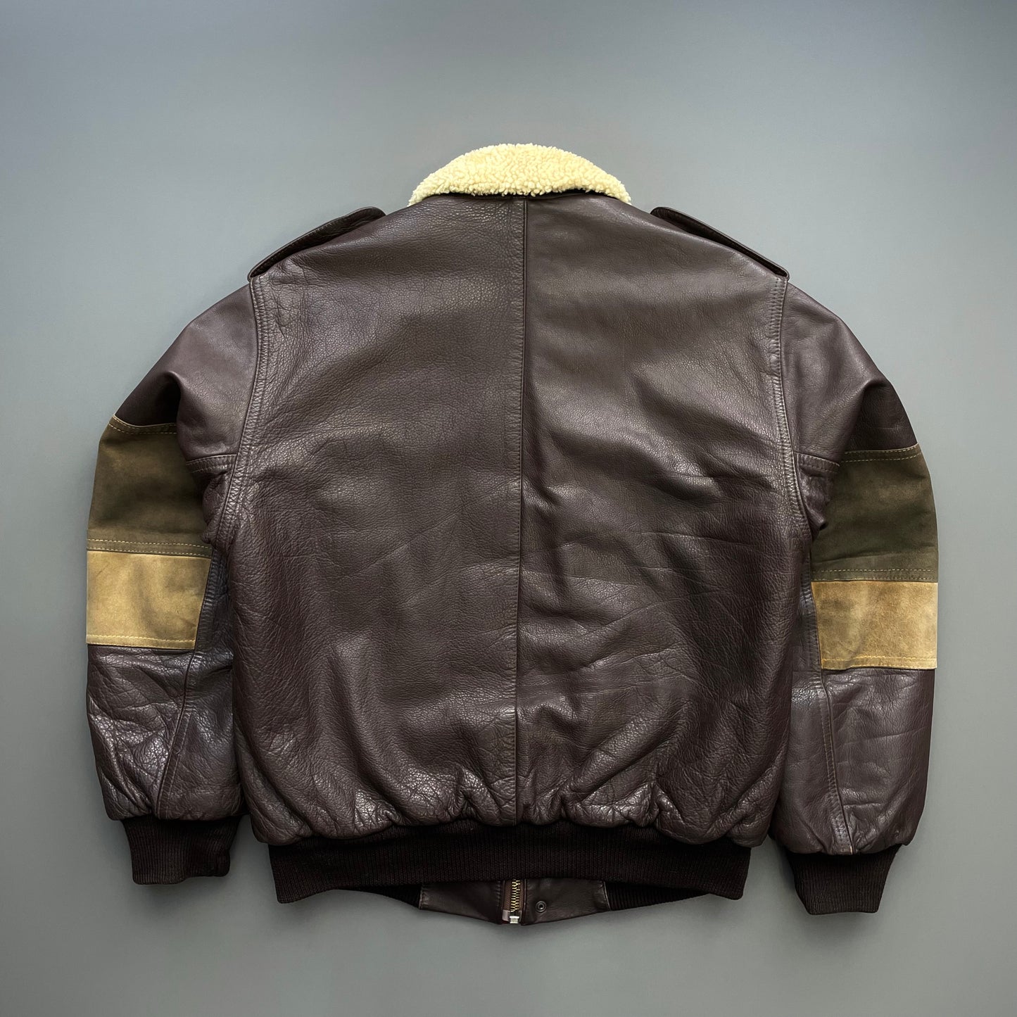 C.P. Company Brown 80s Leather Sheerling Dutch Police Jacket