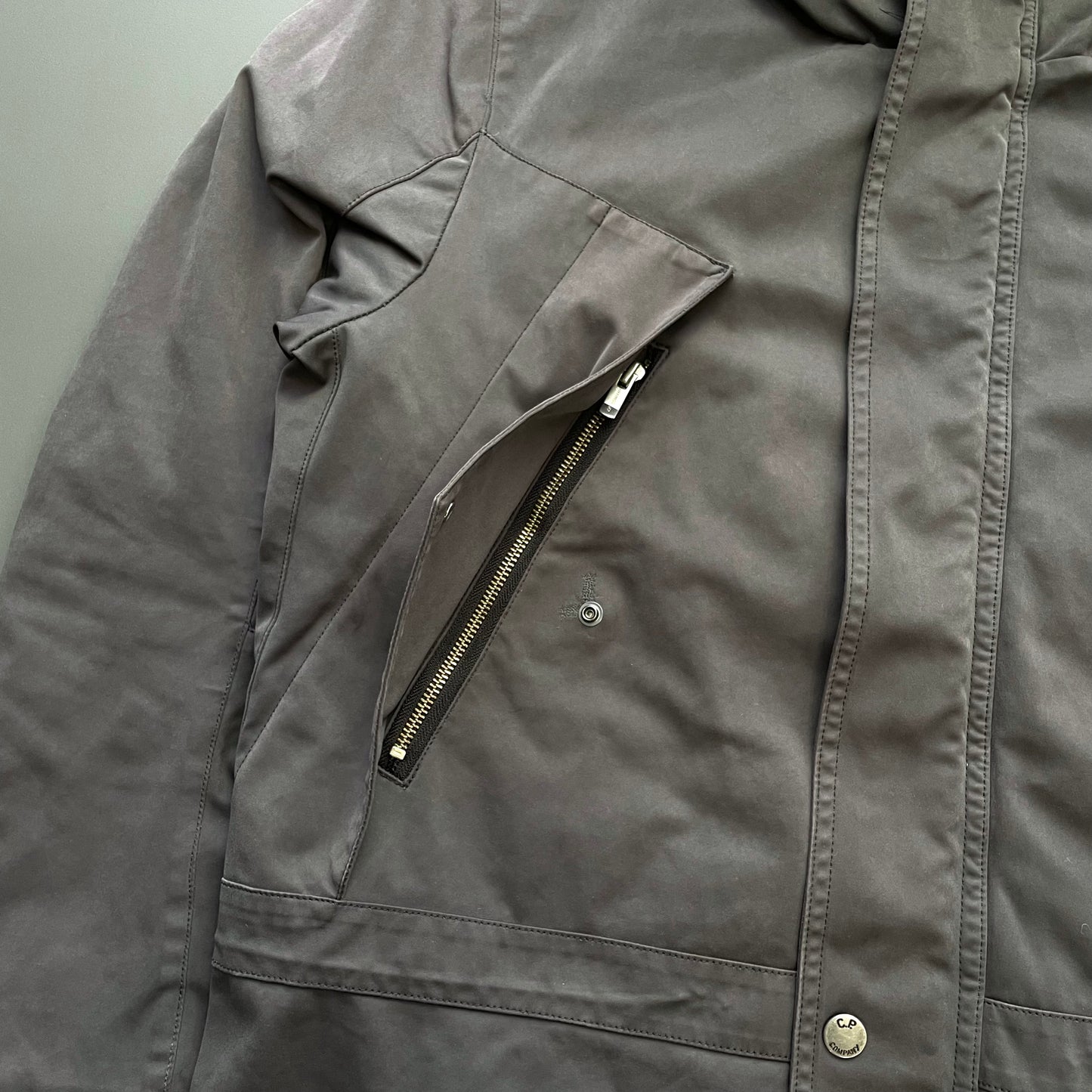 C.P. Company Grey AW09 Brushed-Feel Padded Hooded Jacket