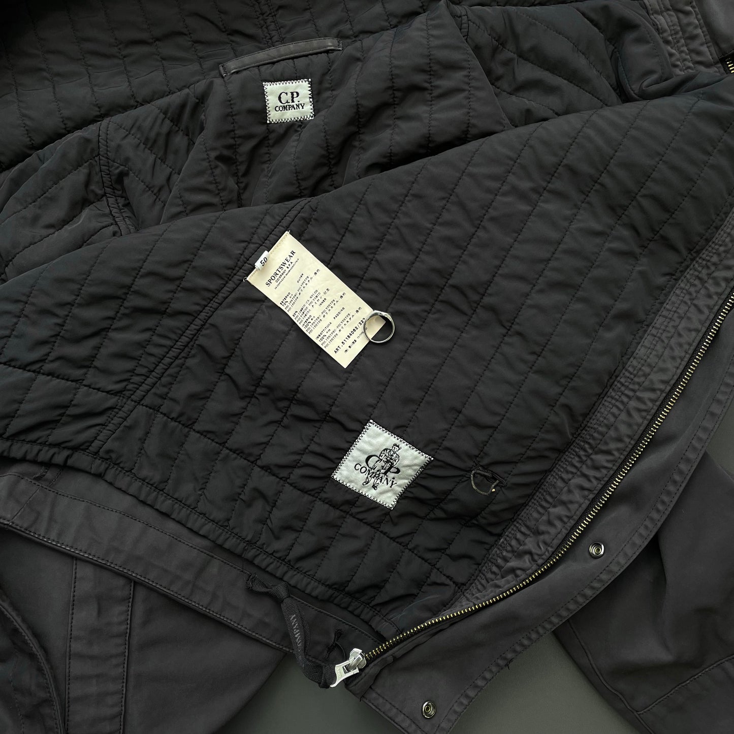 C.P. Company Grey AW09 Brushed-Feel Padded Hooded Jacket