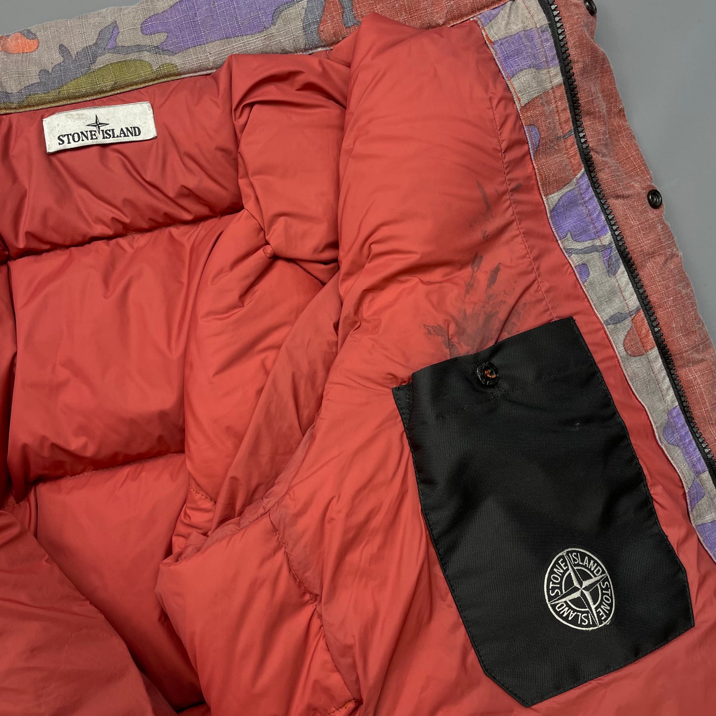 Stone Island Multicoloured Heritage Camo AW22 Ripstop Nylon Down Puffer Jacket