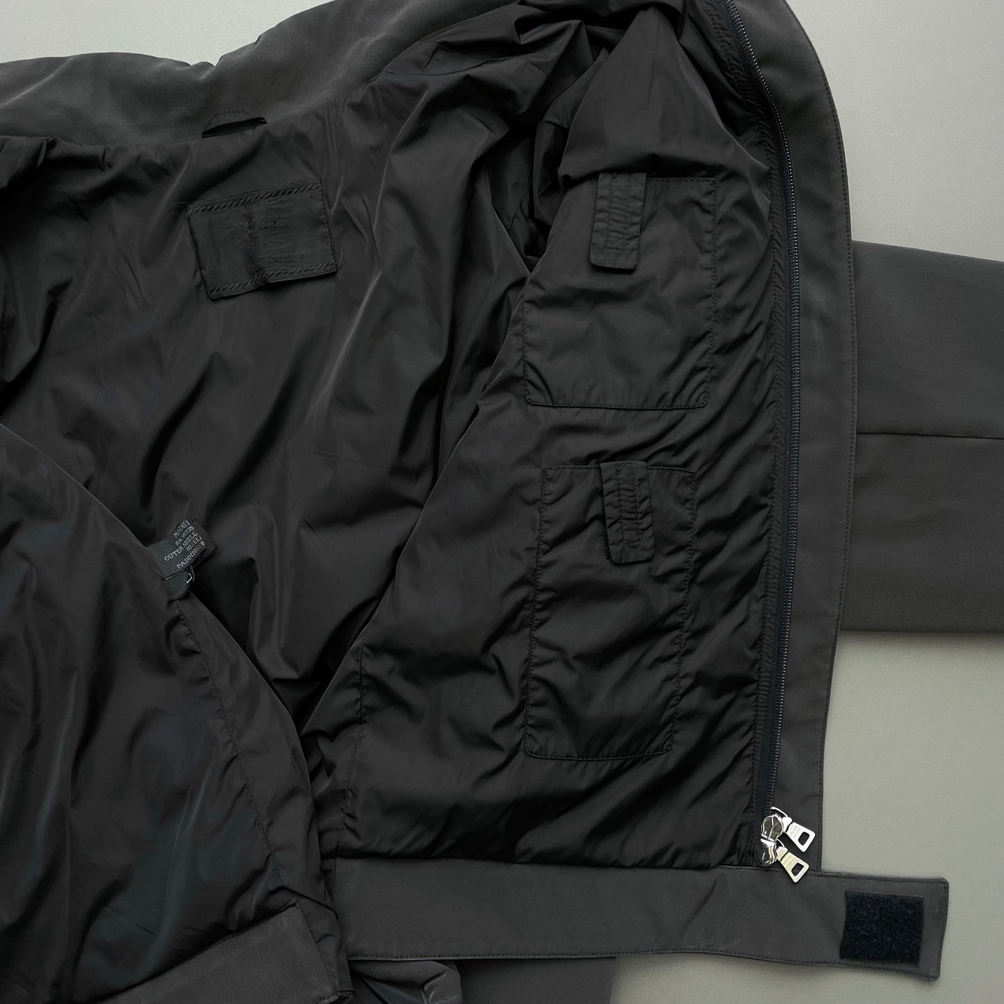 Prada Grey FW99 Technical Padded Biker Jacket