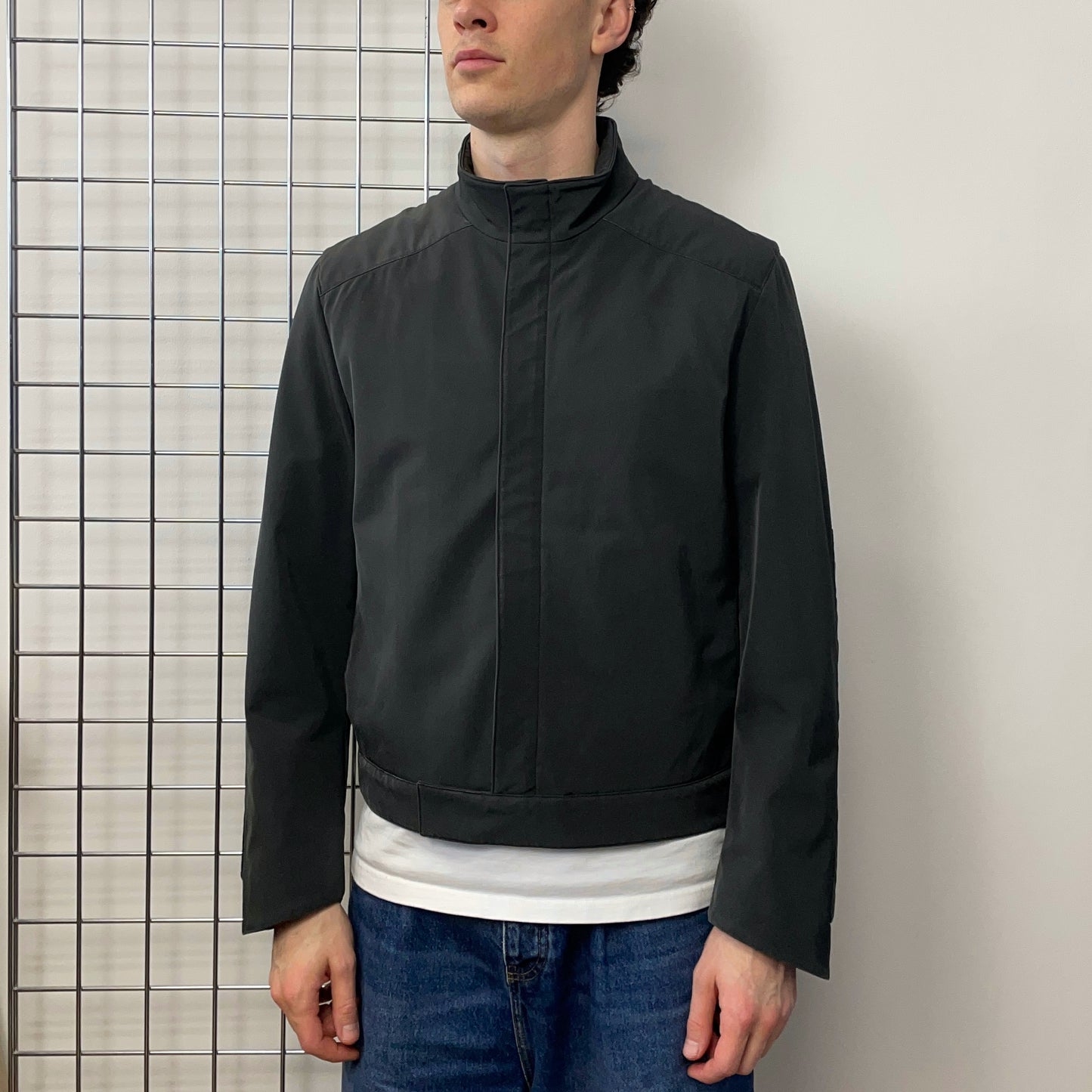 Prada Grey FW99 Technical Padded Biker Jacket