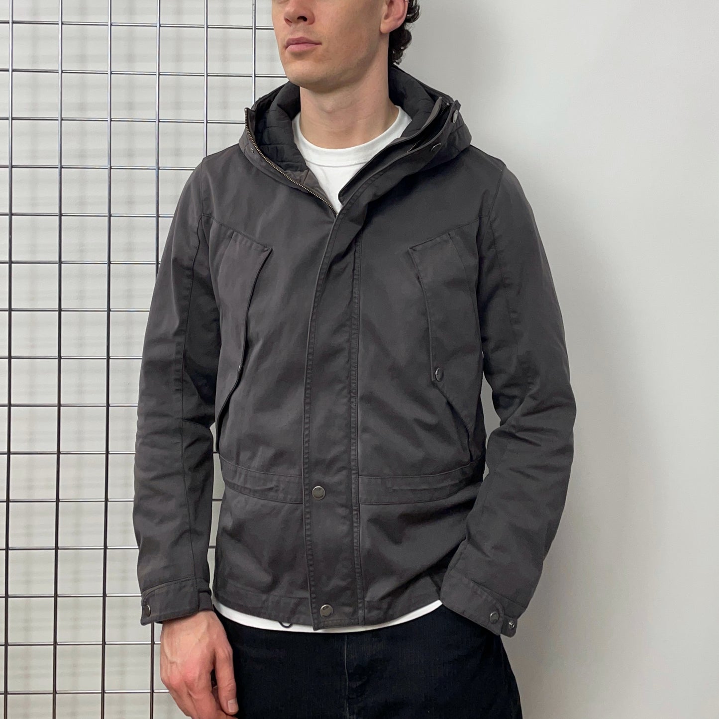 C.P. Company Grey AW09 Brushed-Feel Padded Hooded Jacket