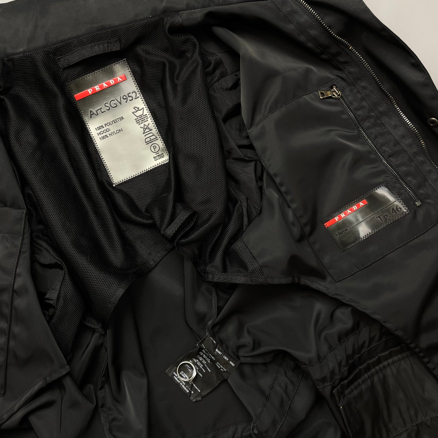 Prada Sport Black Multi-Pocket 2007 Field Jacket w/ Concealed Hood