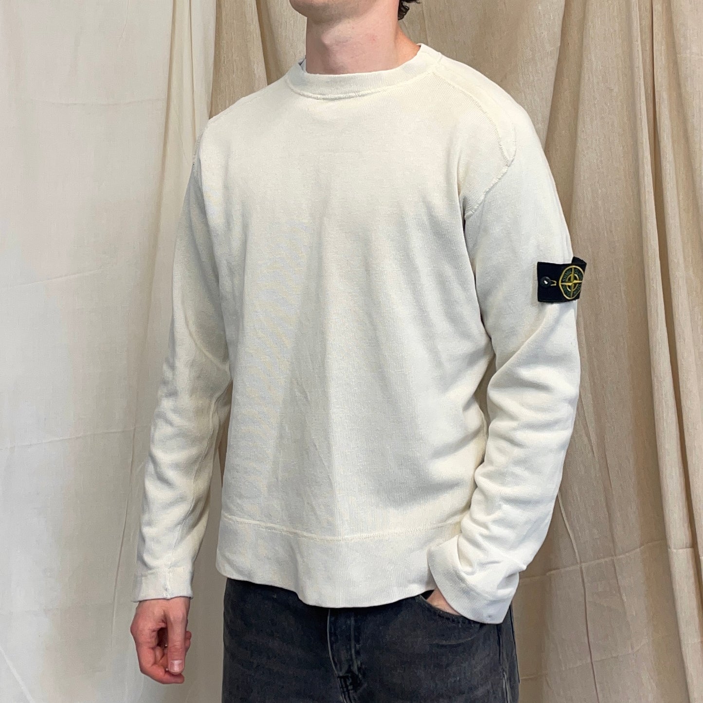 Stone Island Cream SS02 Lightweight Knit Crewneck Jumper