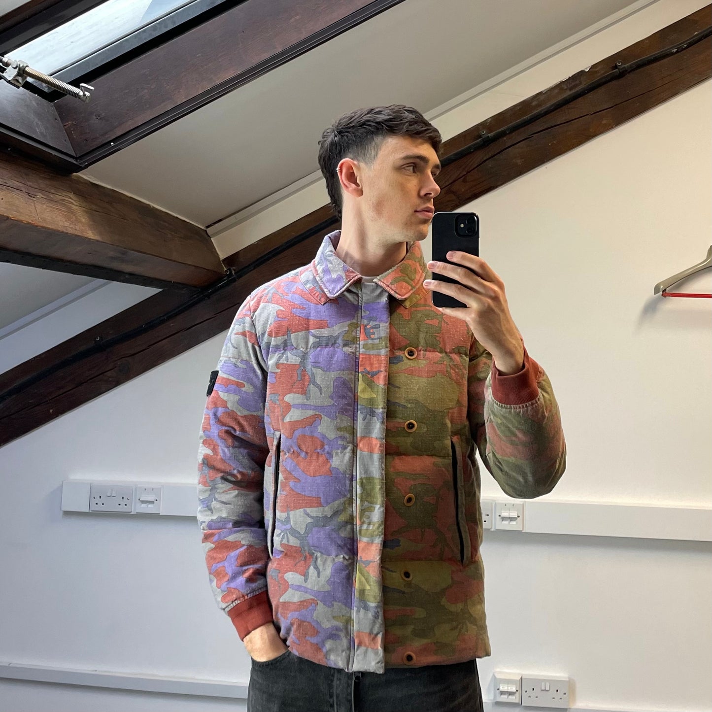 Stone Island Multicoloured Heritage Camo AW22 Ripstop Nylon Down Puffer Jacket