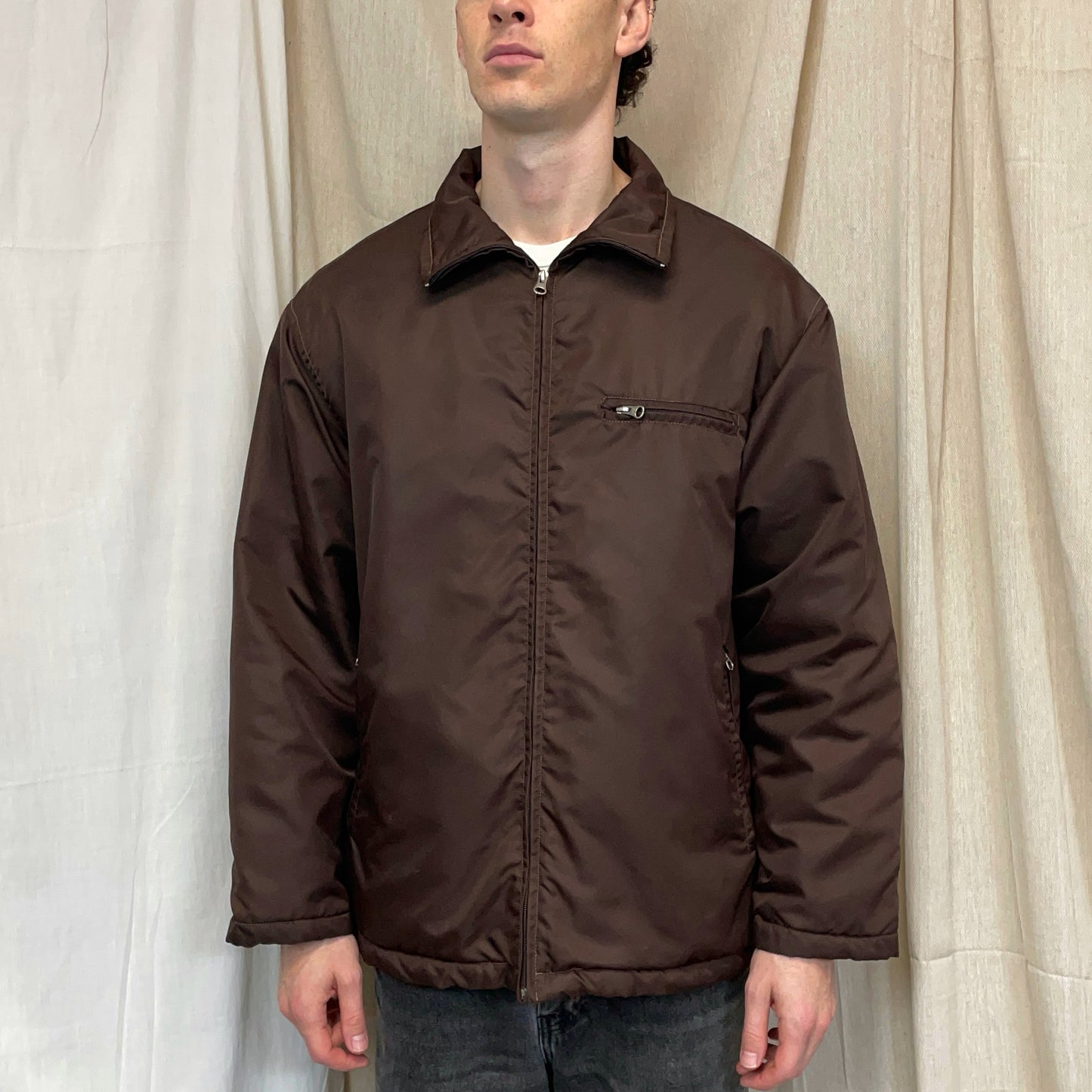 Katharine Hamnett Denim 90s Brown Nylon Padded Harrington Jacket