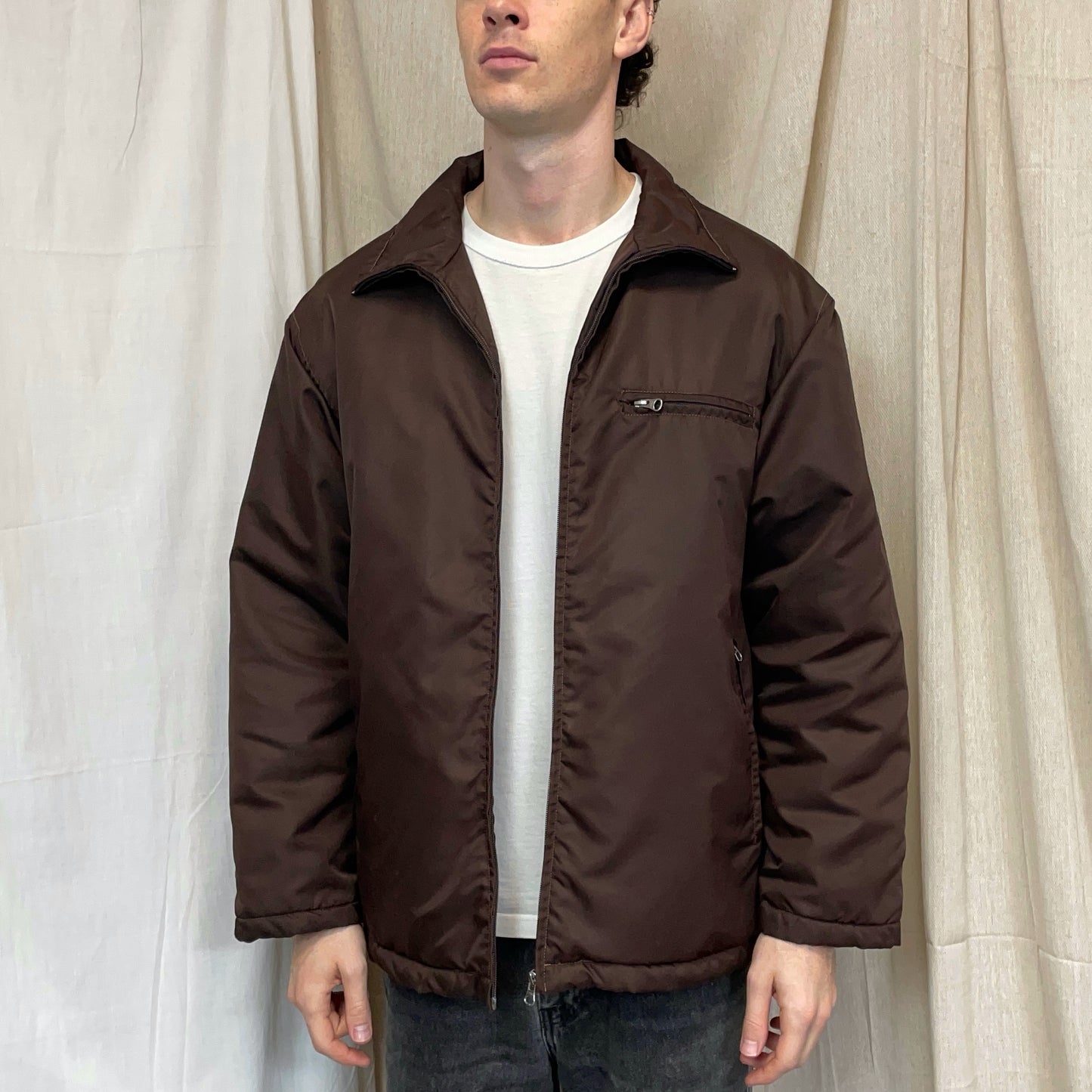 Katharine Hamnett Denim 90s Brown Nylon Padded Harrington Jacket