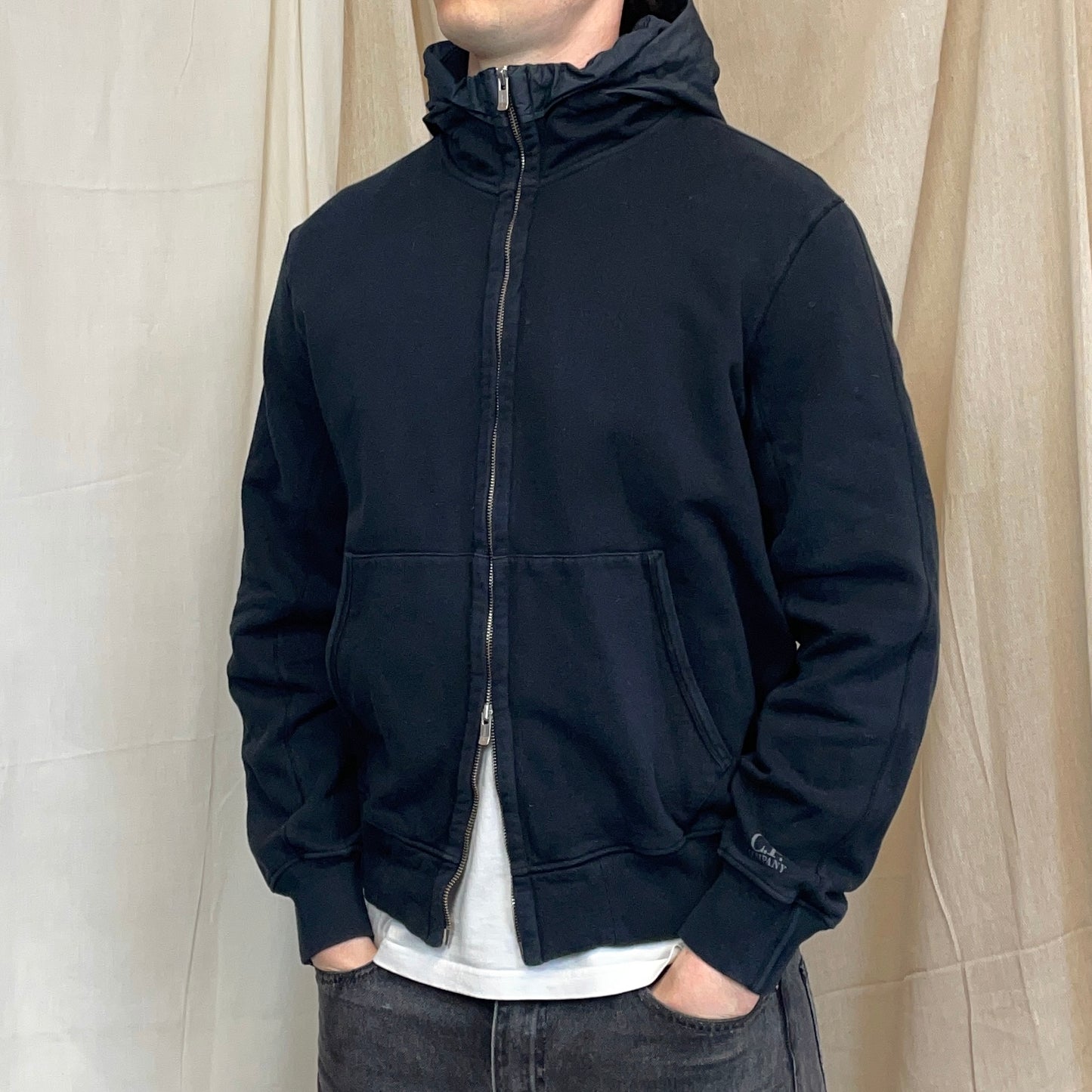 C.P. Company Navy AW08 Concealed Hood Zip-Through Cotton Jacket