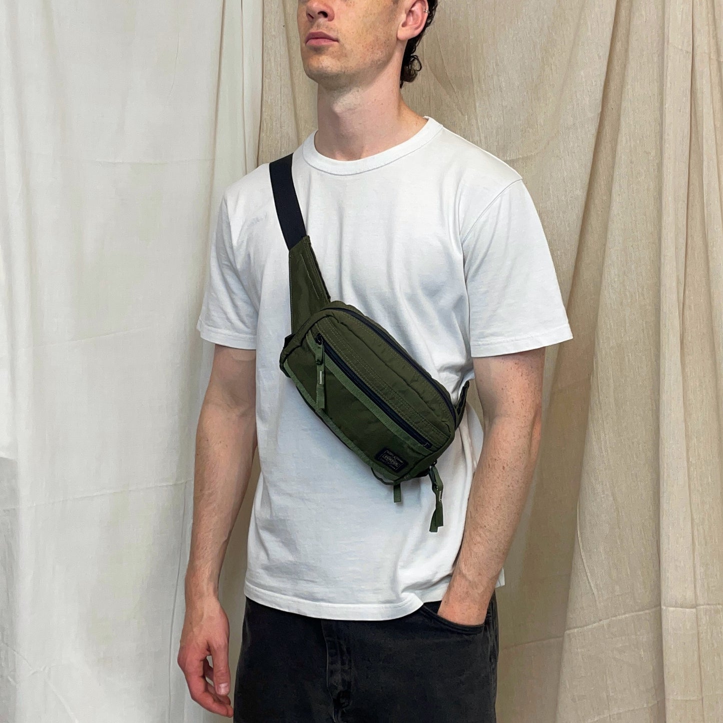 Porter Yoshida & Co. Green Canvas Ripstop 3M Reflective Crossbody Bag