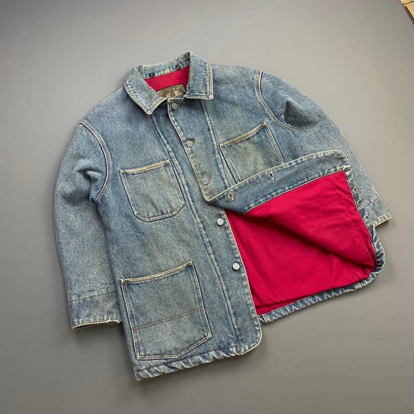 Armani Jeans Blue 90s Denim Heavyweight Wool-Lined Chore Workwear Jacket