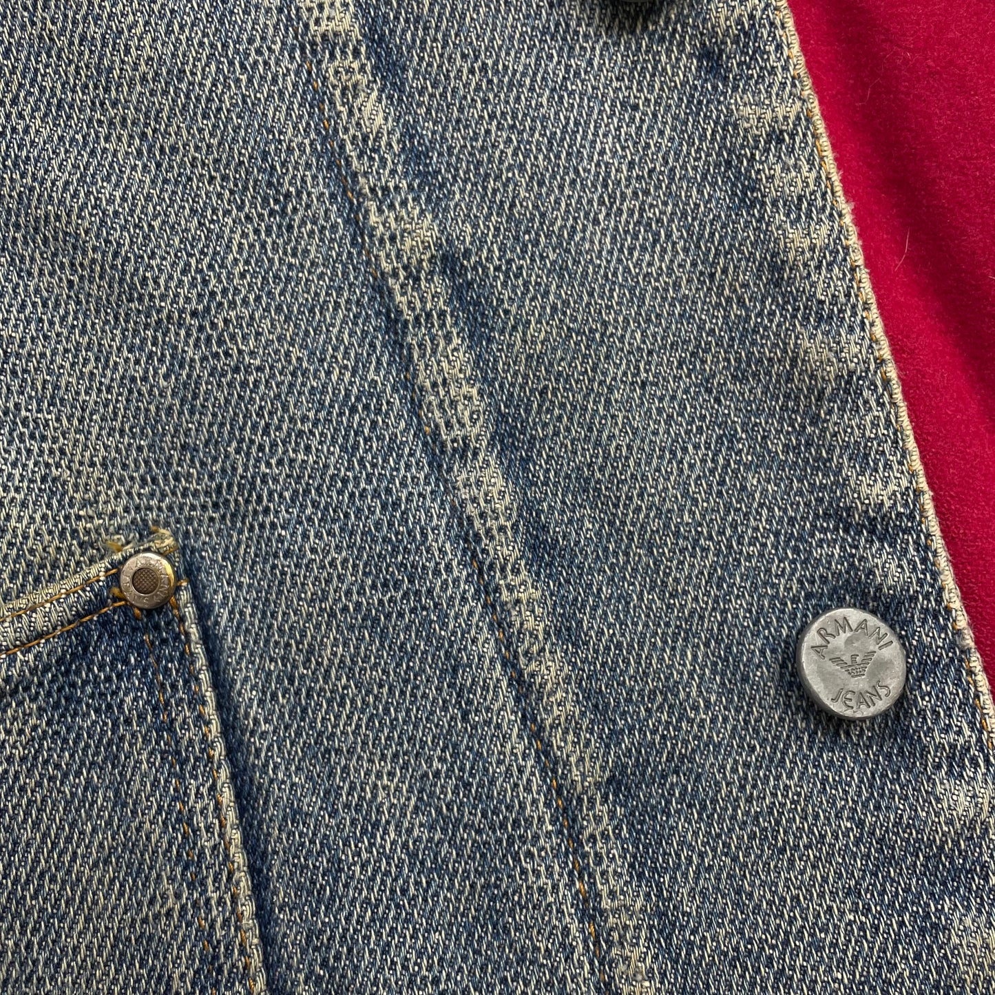 Armani Jeans Blue 90s Denim Heavyweight Wool-Lined Chore Workwear Jacket