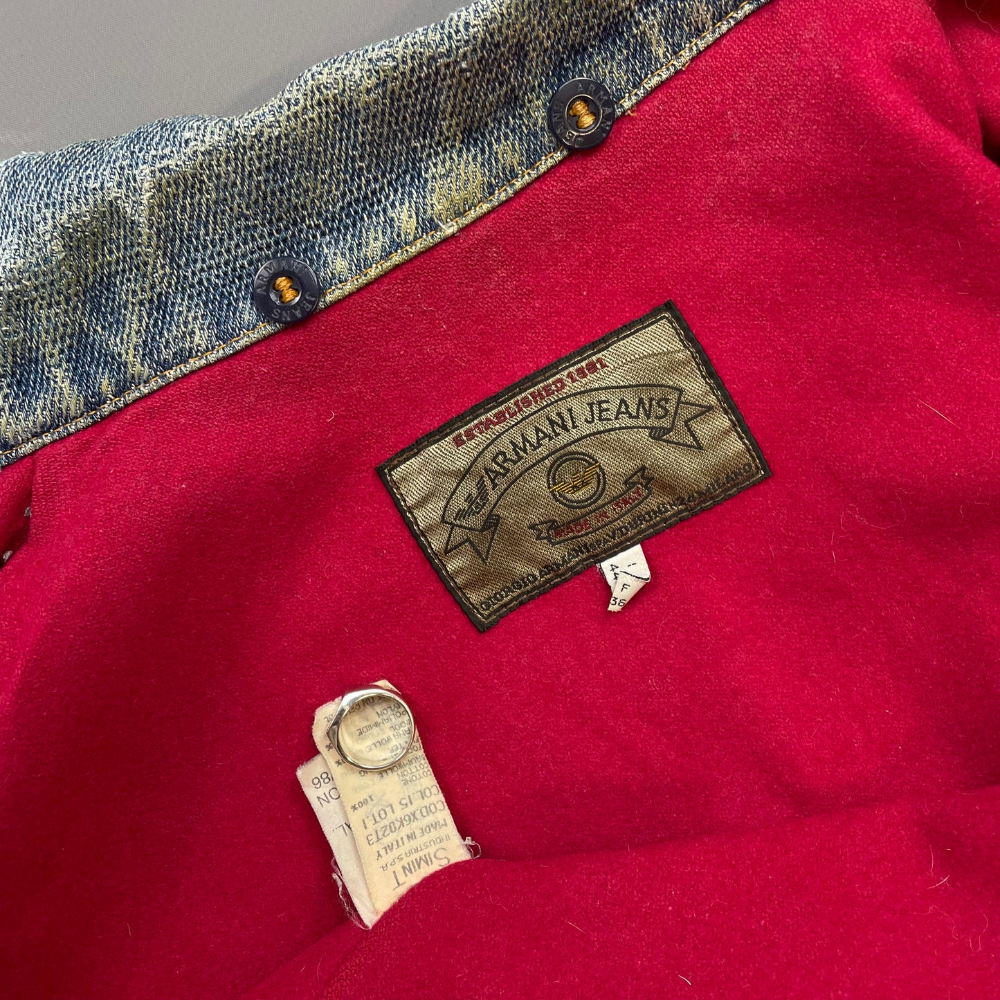 Armani Jeans Blue 90s Denim Heavyweight Wool-Lined Chore Workwear Jacket