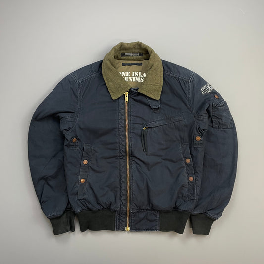 Stone Island Denims Navy AW08 Wool-Lined Padded Bomber Jacket