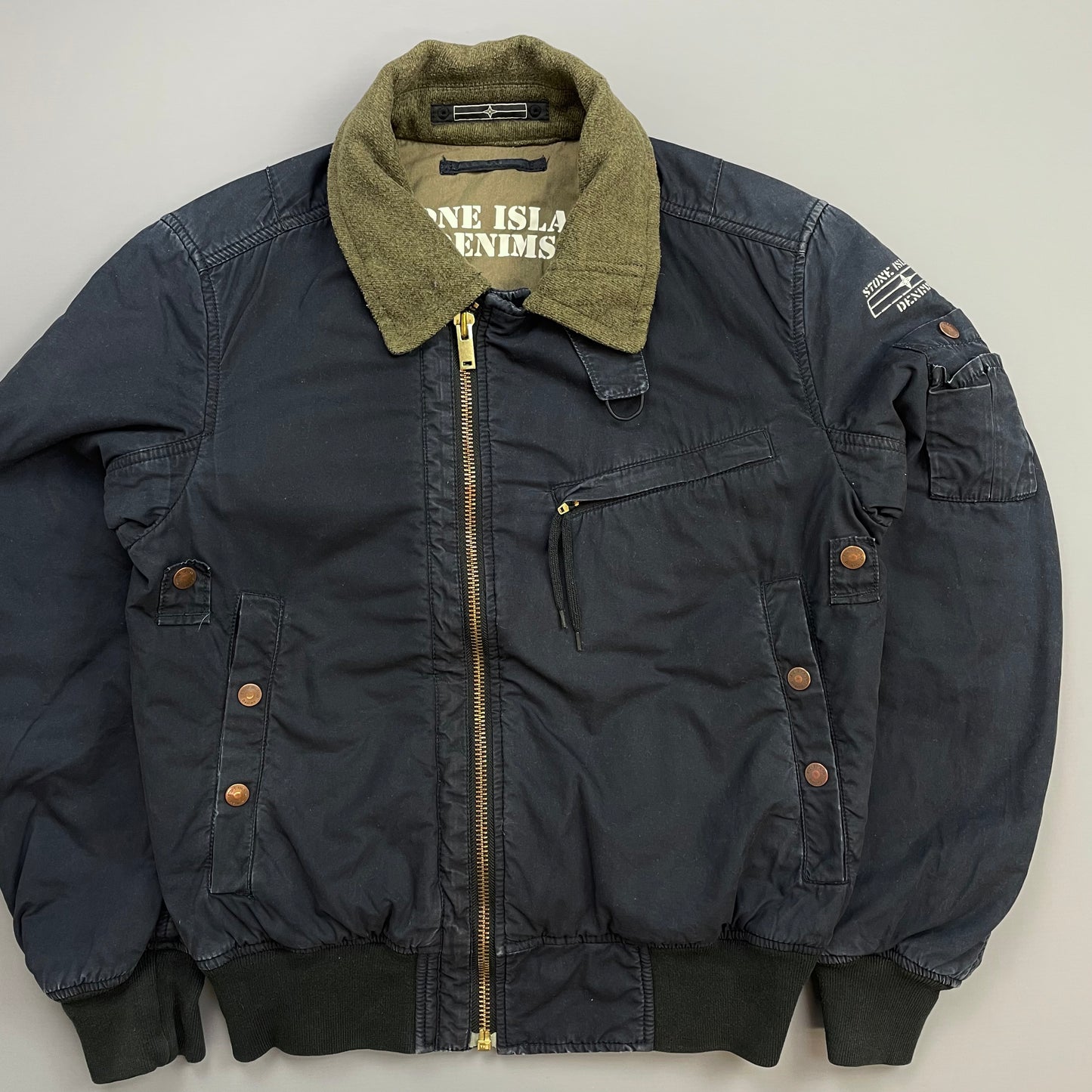 Stone Island Denims Navy AW08 Wool-Lined Padded Bomber Jacket