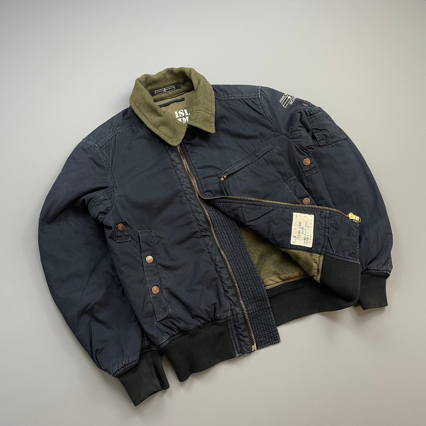 Stone Island Denims Navy AW08 Wool-Lined Padded Bomber Jacket